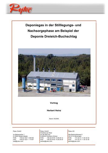 und Nachsorgephase am Beispiel der Deponie Dreieich-Buchschlag