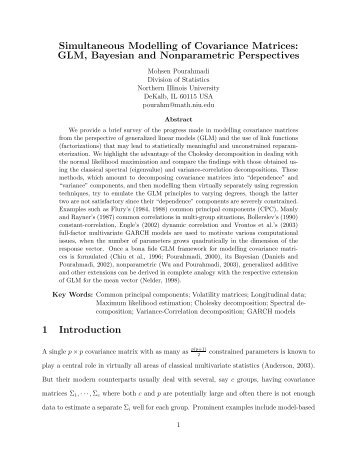 Simultaneous Modelling of Covariance Matrices: GLM, Bayesian ...