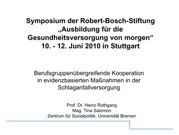 Prof. Dr. Heinz Rothgang - Robert Bosch Stiftung