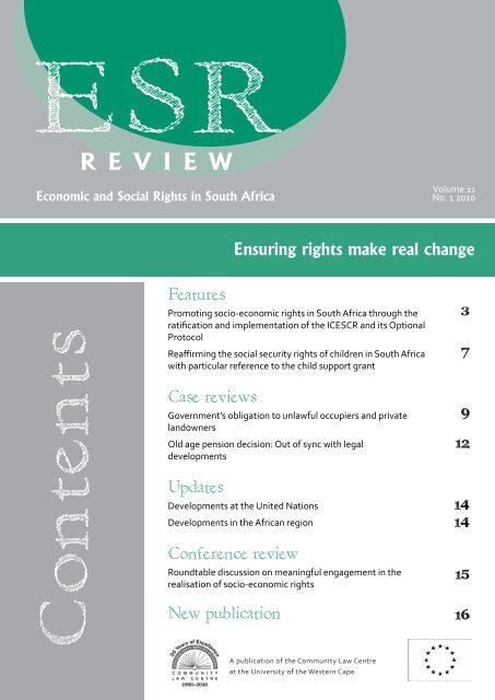 ESR Review Volume 11 No 1 - January 2010 - Community Law Centre