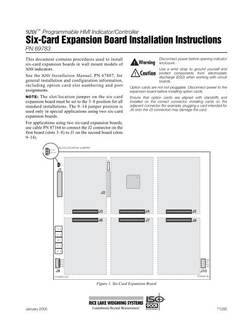 920i Six Card Expansion Board Installation Instructions - Rice Lake ...