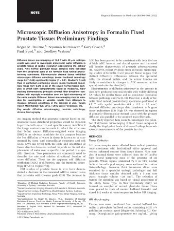 Microscopic diffusion anisotropy in formalin fixed prostate tissue ...