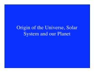 Origin of the Universe, Solar System and our Planet