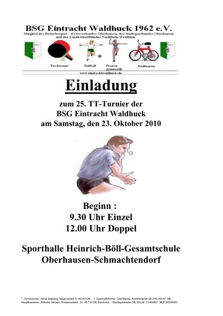 Einladung zum 25. TT-Turnier der BSG Eintracht Waldhuck am ...