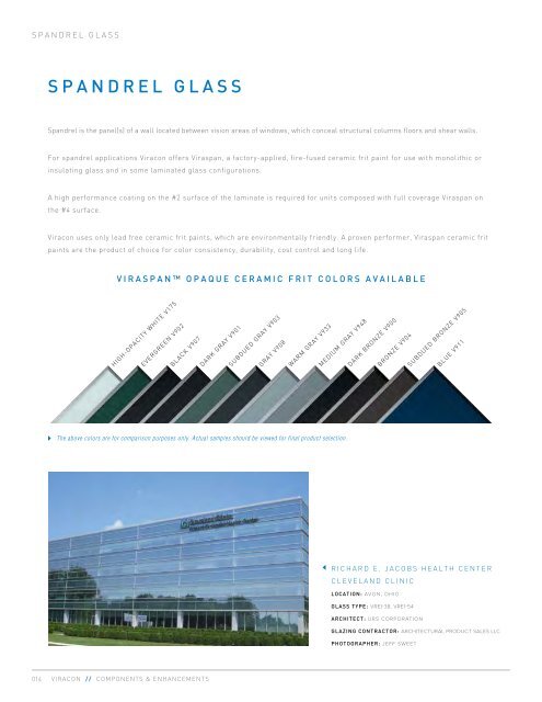Viracon Spandrel Glass Color Chart