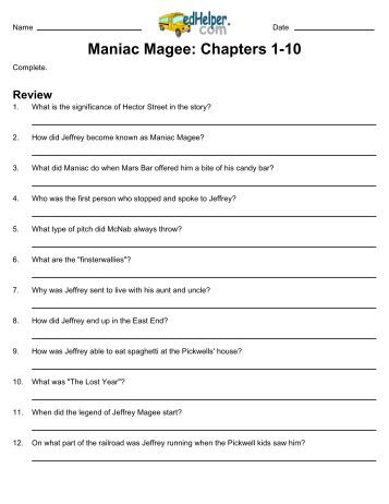 maniac magee essay questions