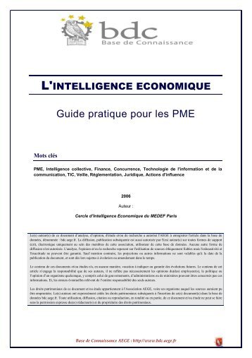 Intelligence Ã©conomique : Guide pratique pour les PME - Base de ...