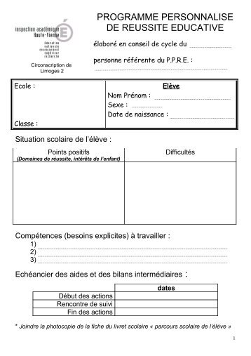 le PPRE : fiche de suivi à télécharger au format .pdf - circonscription ...