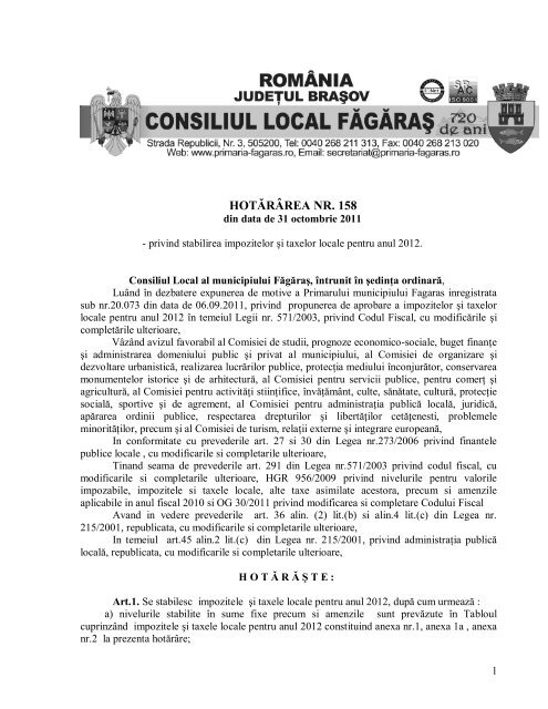 JUDETUL BRASOV - Primaria Municipiului Fagaras