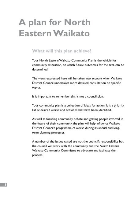 North Eastern Waikato Community Plan - Waikato District Council
