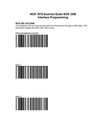 NCR 7878 Scanner/Scale NCR USB Interface Programming