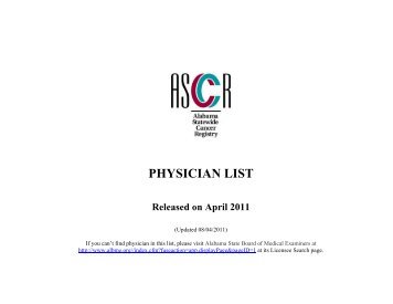 PHYSICIAN LIST - Alabama Department of Public Health