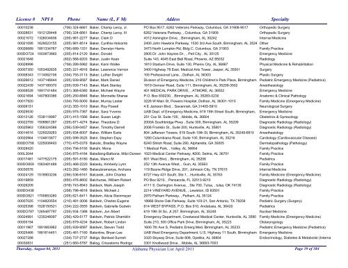 PHYSICIAN LIST - Alabama Department of Public Health