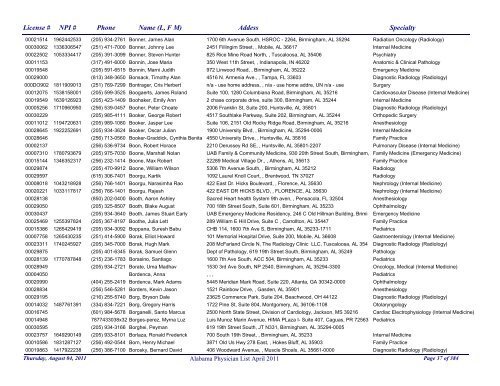 PHYSICIAN LIST - Alabama Department of Public Health