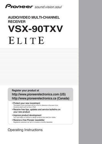 VSX-90TXV Owners Manual - Pioneer Electronics