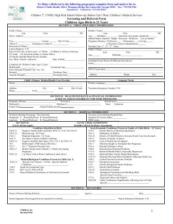 Initial Screening and Referral Form - District 2 Public Health