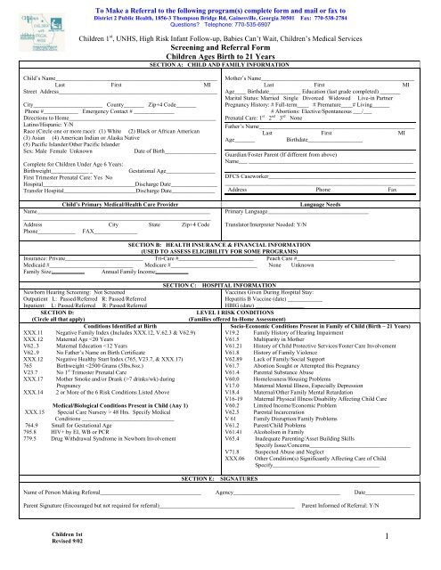 Initial Screening and Referral Form - District 2 Public Health