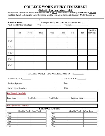 student wage employment timesheet