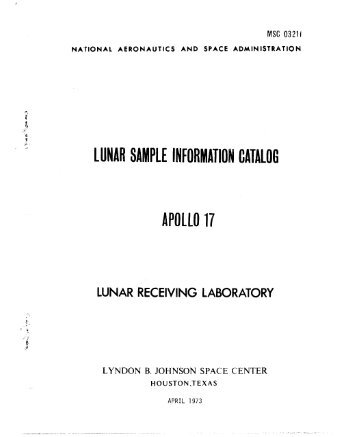 Apollo 17 Lunar Sample Information Catalog - NASA