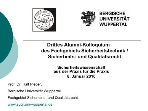 Prof. Dr. Ralf Pieper - und Qualitätsrecht - Bergische Universität ...