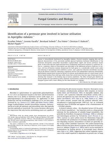 Identification of a permease gene involved in lactose utilisation in ...