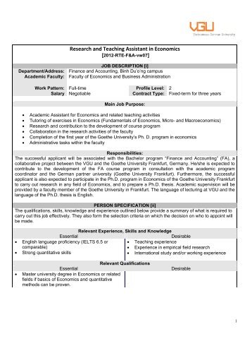 Research and Teaching Assistant in Economics - Vietnamese ...