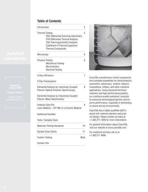 Analytical Laboratory Services - CoorsTek