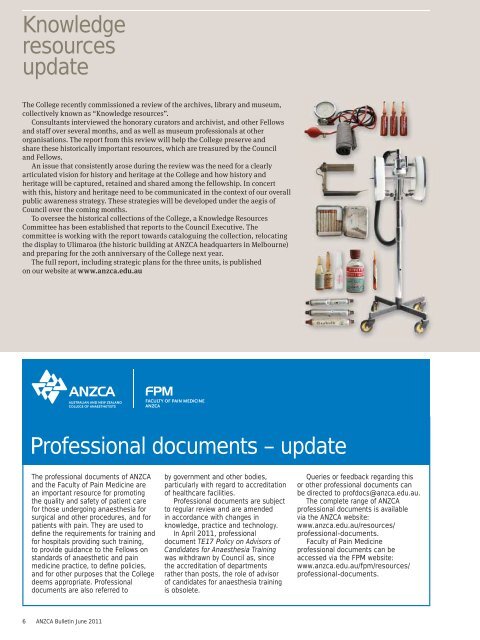 ANZCA Bulletin June 2011 - Australian and New Zealand College of ...