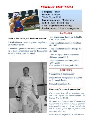 Paola BARTOLI - FF Pentathlon Moderne