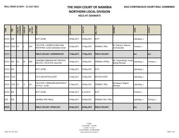 2012 Second Term Court Roll - Superior Courts of Namibia