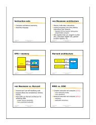 Instruction sets von Neumann architecture CPU + memory Harvard ...