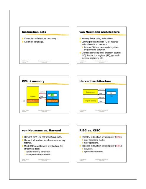 Instruction Sets Von Neumann Architecture Cpu Memory Harvard