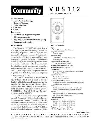 VBS112 - Community Professional Loudspeakers