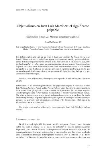 Objetualismo en Juan Luis Martínez: el significante palpable