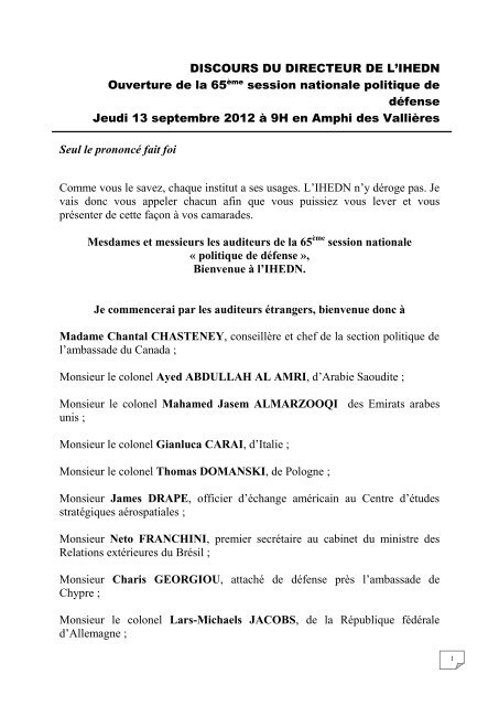 PDF Télécharger discours d'ouverture d'un séminaire Gratuit PDF