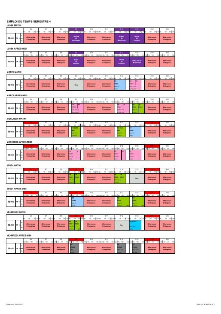 Emploi Du Temps Semestre 4 Iut Bordeaux 1