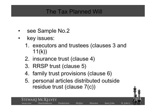 CBA Wills, Estates & Trusts Subsection The Tax ... - Stewart McKelvey