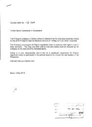 Circular Letter No. -, ~- ~lD To the Filipino Community in Switzerland ...