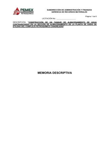 17.00 Memoria Descriptiva version final.pdf - Pemex PetroquÃ­mica