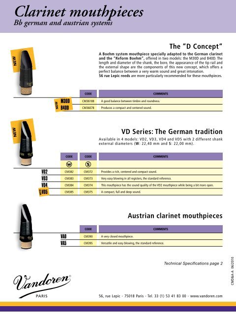 Clarinet reeds - vandoren