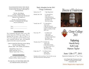 2011 Clergy College Brochure - Anglican Diocese of Fredericton