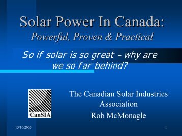 Solar Power In Canada: - Pollution Probe