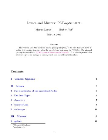 Lenses and Mirrors: PST-optic v0.93