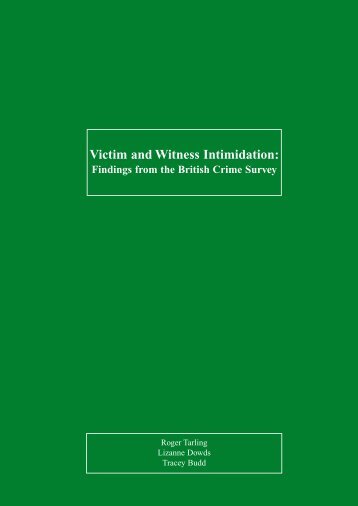 Victim and Witness Intimidation: Findings from the British Crime Survey