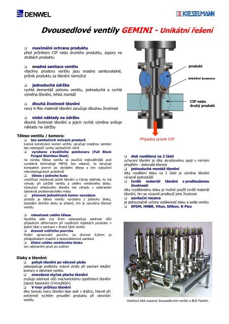 Dvousedlové ventily GEMINI - Unikátní řešení - DENWEL, spol. s ro