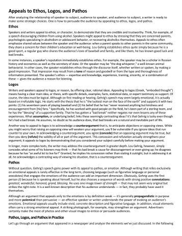 Use of ethos in an essay