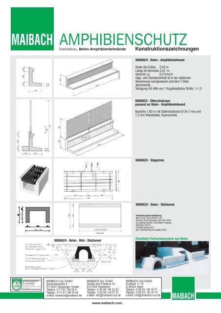 Amphibienschutz Festverbau, BetonleitwÃ¤nde