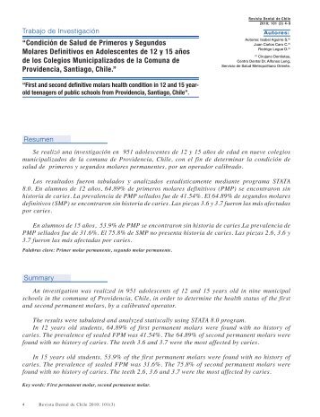 CondiciÃ³n de Salud de Primeros y Segundos Molares Definitivos en ...