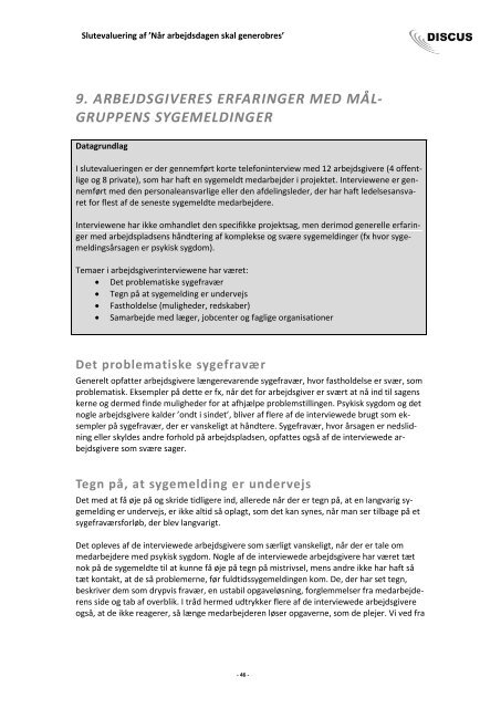 Evalueringsrapport NÃ¥r arbejdsdagen skal generobres - Aarhus.dk