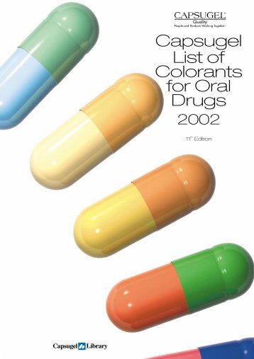Capsugel List of Colorants for Oral Drugs